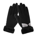 New Elegant Padded Fall Winter Warm Gloves Touch Screen Fleece Double Layer Windproof Coldproof Outdoor Gloves Women