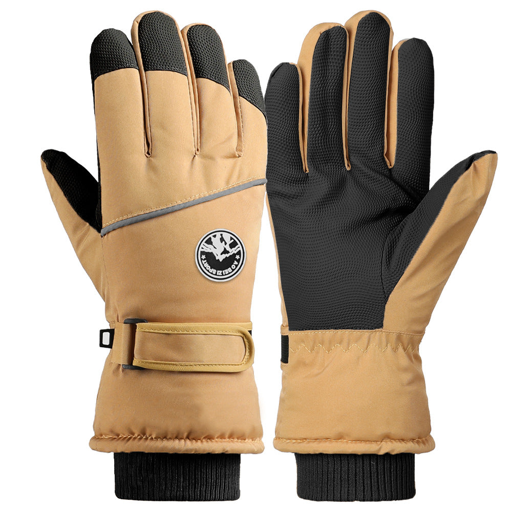 Ski gloves women's winter velvet outdoor cycling and mountaineering thickened waterproof, windproof and cold-proof warm gloves